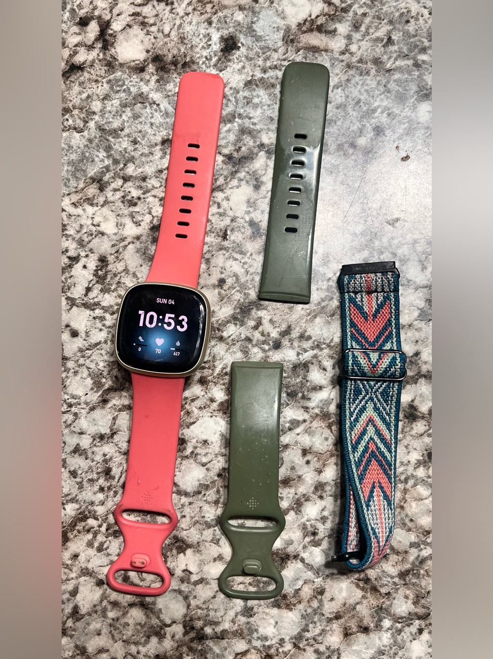 Fitbit Versa/Smartwatch Accessory Bundle - Pink and Olive Interchangeable Bands